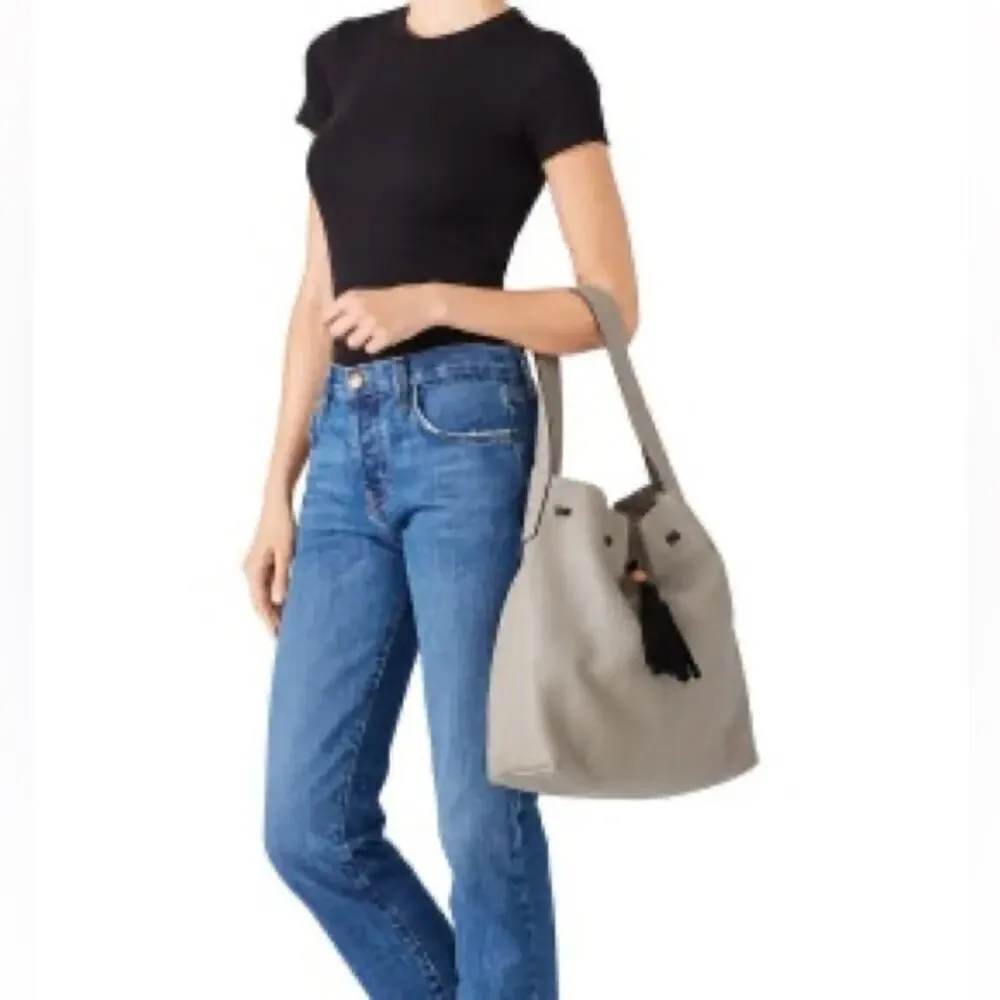 ELIZABETH AND JAMES Grey Pebbled Leather Teddy Hobo Shoulder Bag - $525.